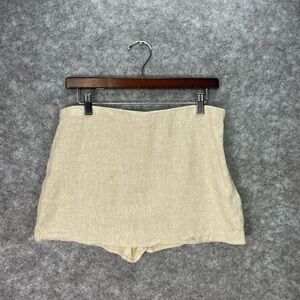 Abercrombie & Fitch Skort Womens M Beige Linen Scarlett Mini Mid Rise Chino.